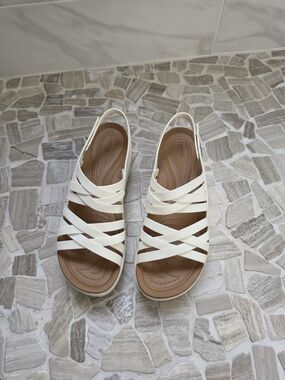 CROCS Women's White Crisscross Slingback Sandals